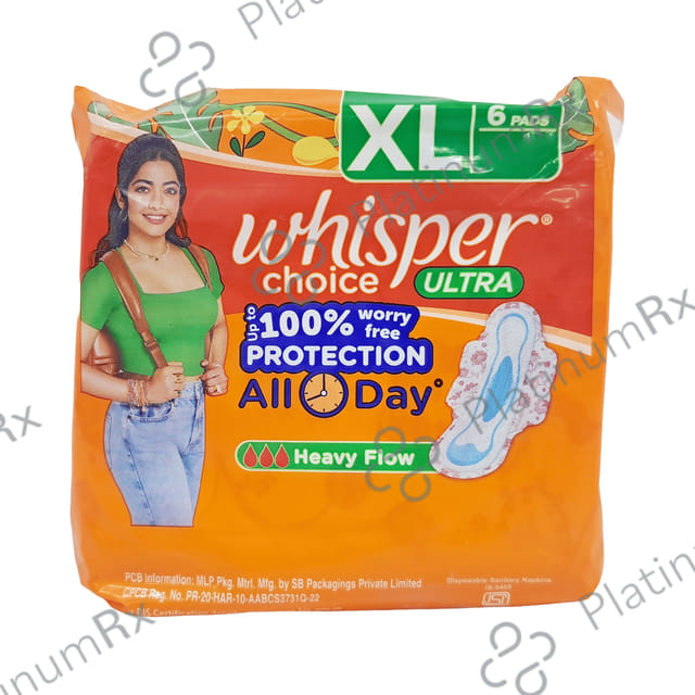 Whisper Choice Ultra Sanitary Pads XL 6 pads