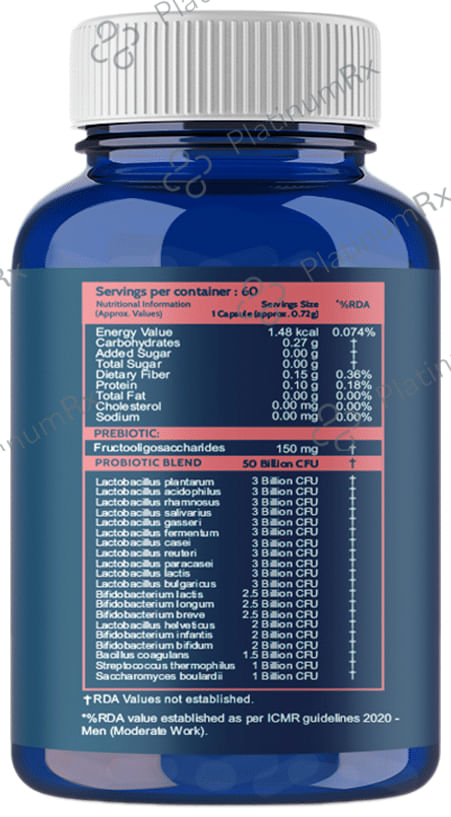 Carbamide Forte Probiotics 50 Billion CFU with 20 Prebiotics Strains - Capsule for Digestion, Gut Health & Immunity