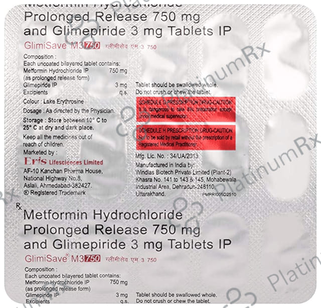 Glimisave M 3/750mg Tablet PR 15s