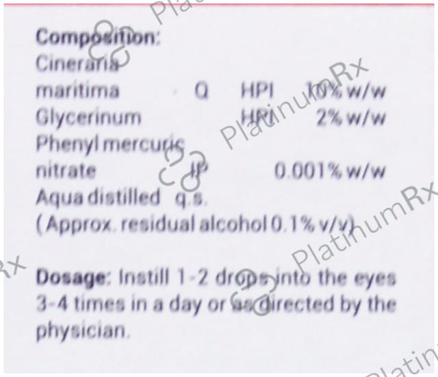 Bhargava Cineraria Maritima Eye Drop