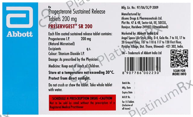 Preservgest SR 200mg Tablet 15s