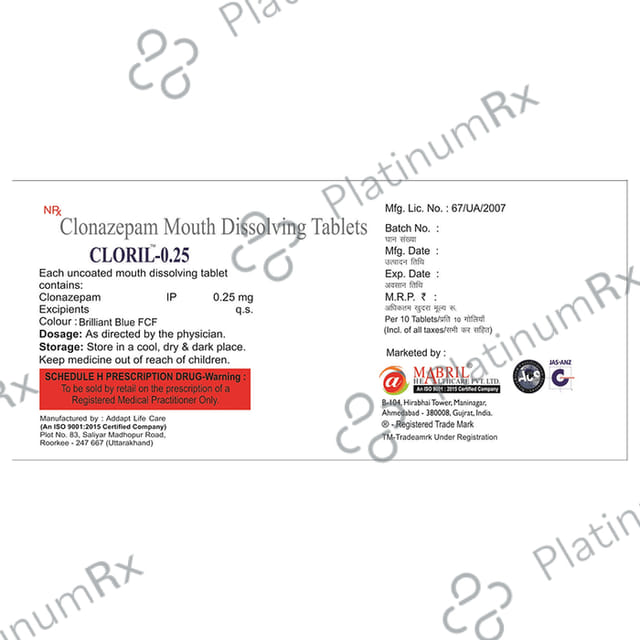Cloril 0.25 Tablet MD