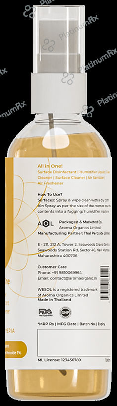 Wesol Food Grade Hydrogen Peroxide 1% All In One Multi Surface Cleaner Liquid, Disinfectant and Air Freshner (100ml Each) Fresh Plumeria 1 Bottle