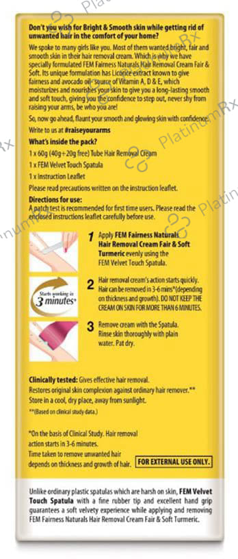 Fem Fair & Soft Hair Removal Cream Turmeric