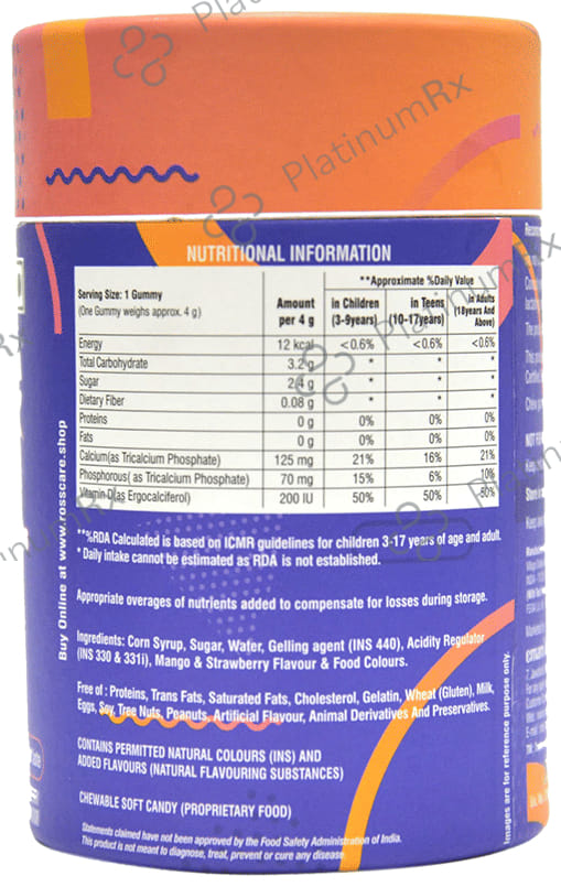Rosscare Bone Vigor Calcium & Vitamin D Gummies Mango & Strawberry