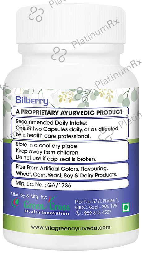 Vitagreen Bilberry 500mg Capsule