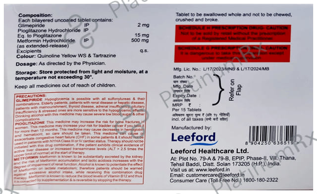 Debistal GM 2/500/15mg Tablet ER 15s