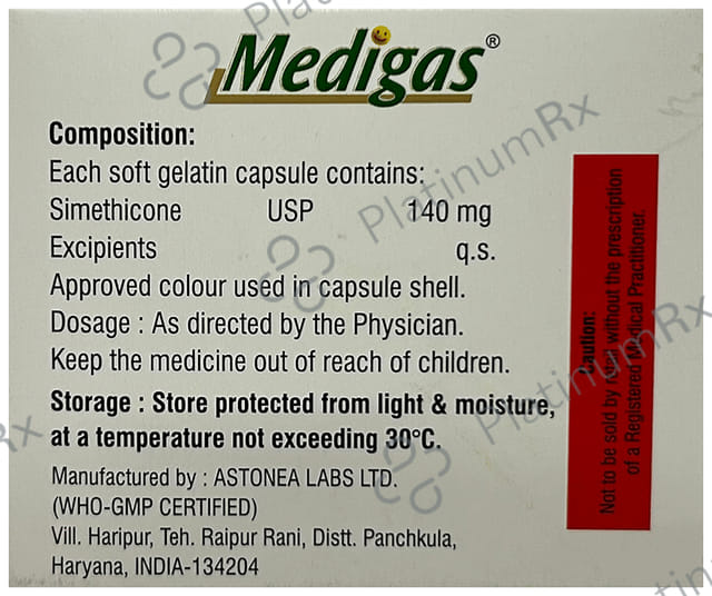 Medigas Softgel Capsule 140mg Soft Gelatin Capsule 15s