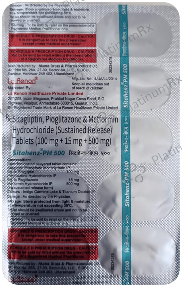 Sitahenz PM 500/15/100mg Tablet 10s