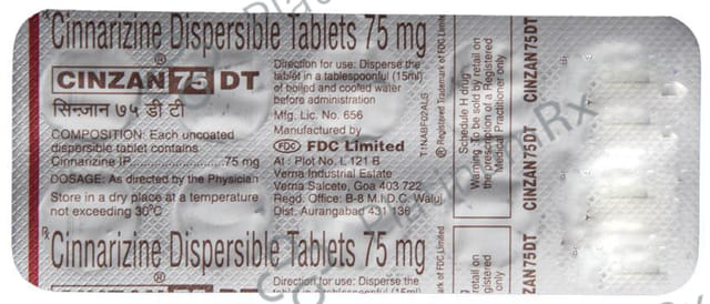 Cinzan DT 75mg Tablet 10s