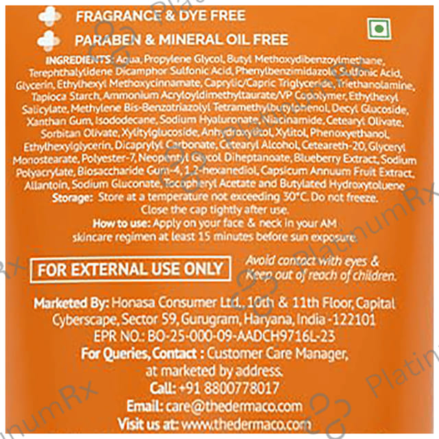 The Derma Co 1% Hyaluronic Sunscreen SPF 50 PA++++ Aqua Gel 80 gm