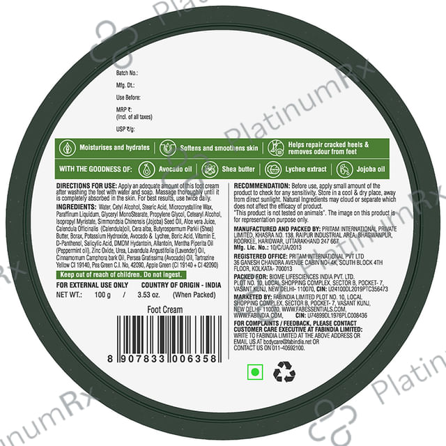 Fabessentials Avacado Lychee Foot Cream