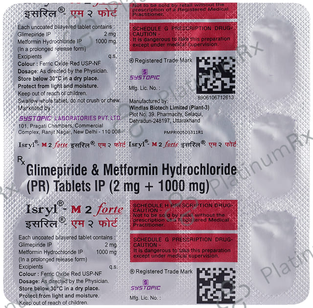 Isryl M2 Forte 2/1000mg Tablet PR 15s