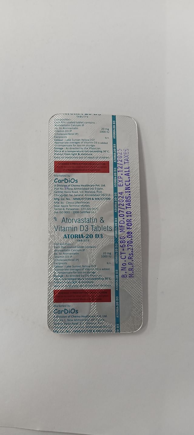 Atoria 20mg/1000IU D3 Tablet 10s