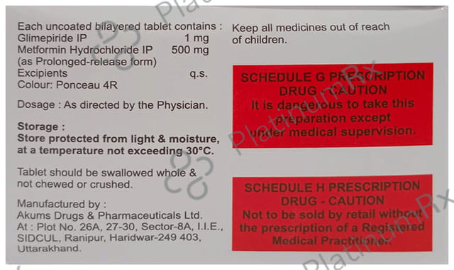 Metglenide G 1/500mg Tablet PR 10s