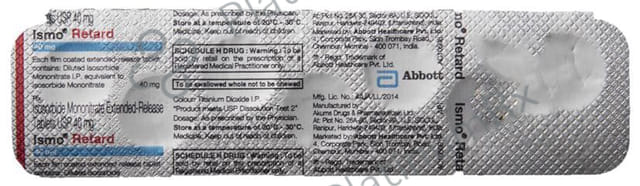 Ismo Retard 40mg Tablet ER 7s