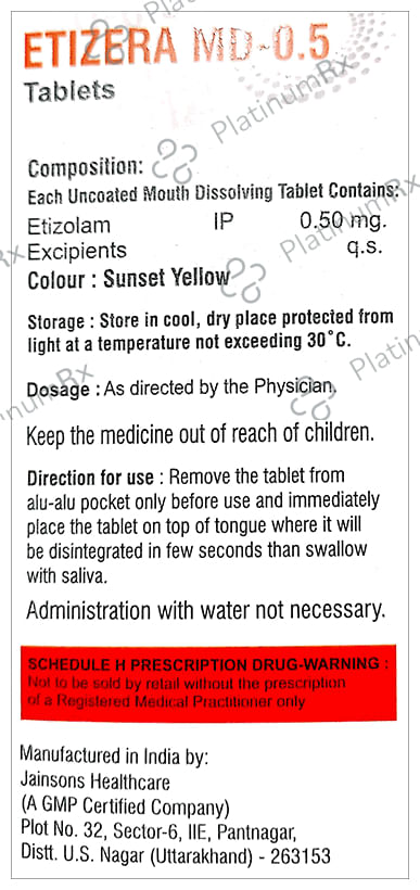 Etizera MD 0.5 Tablet Orange 0s