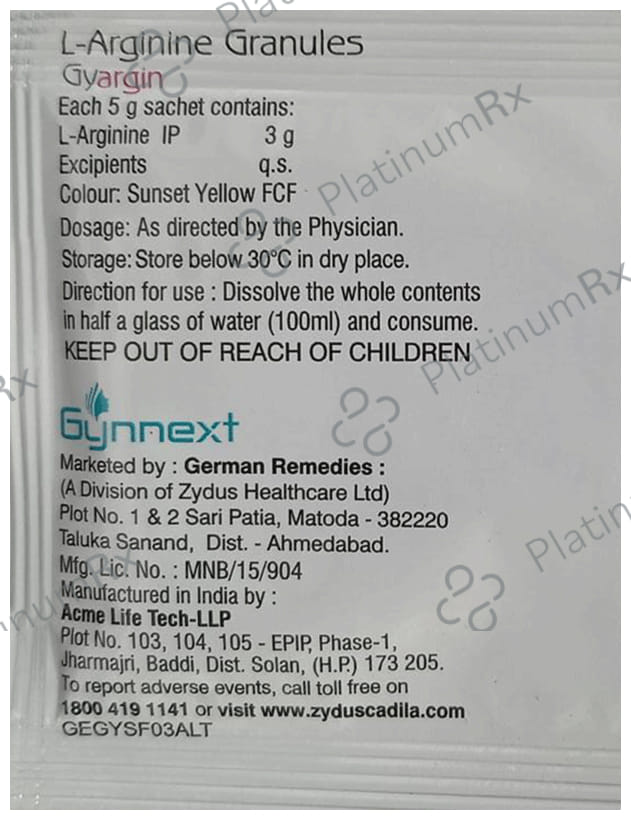 Gyargin 3gm Orange Lemon Flavour Sachet 5gm