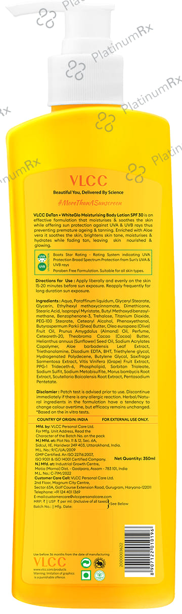 VLCC De Tan + WhiteGlo Moisturising SPF 30 Body Lotion 350ml