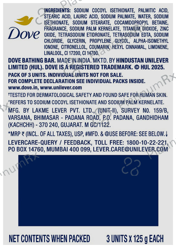 Dove Pink Beauty Bathing Bar for Soft, Smooth & Glowing Skin (125gm Each) 3 units