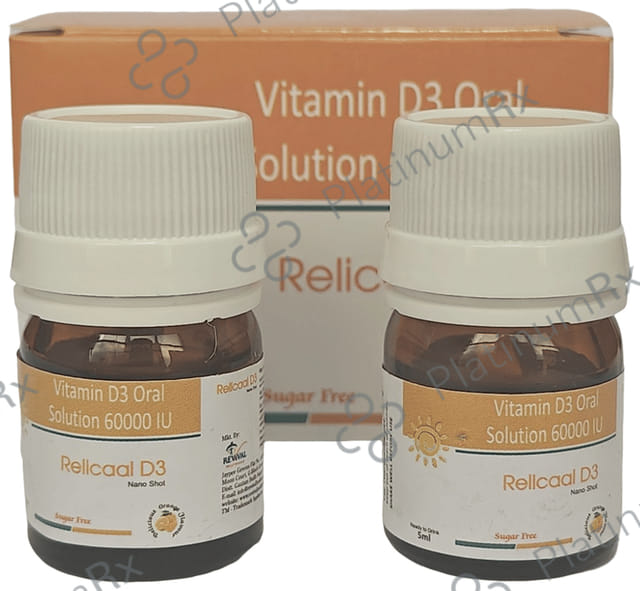 Relicaal D3 60000IU Nano Shot Delicious Orange Flavour Sugar Free Oral Solution 5ml