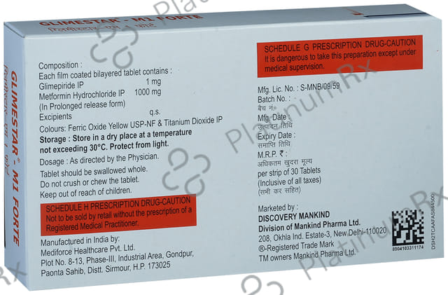 Glimestar M 1/1000mg Forte Tablet PR 30s