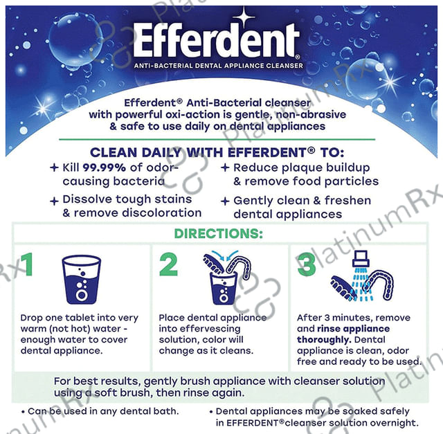 Efferdent Anti-Bacterial Denture Cleanser Tablet Mint Fresh