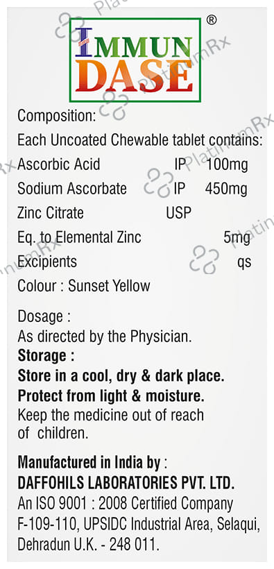 Immun Dase Chewable Tablet Tangy Orange Sugar Free 15 Chewable Tablet