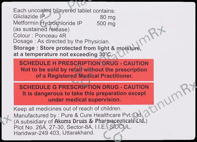Vidmet G 80mg/500mg Tablet