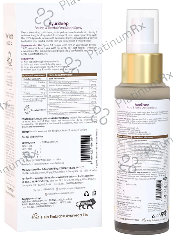 TAC The Ayurveda Co. Ayursleep Oral Sleep Spray