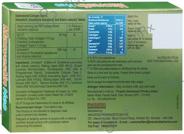 Macvestin Neo 40/500mg Tablet 10s