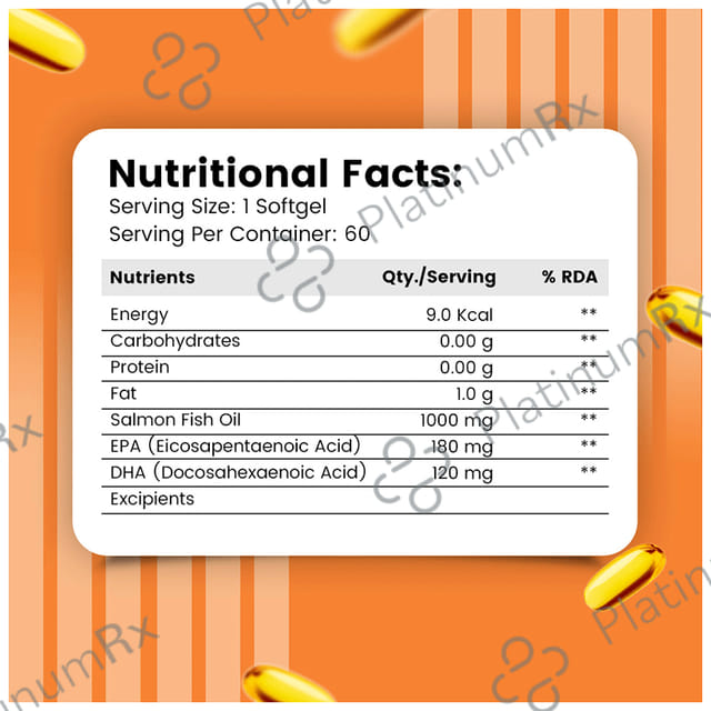 Nirvasa Omega-3 Salmon Fish Oil Softgel (60 Each) 1 Bottle