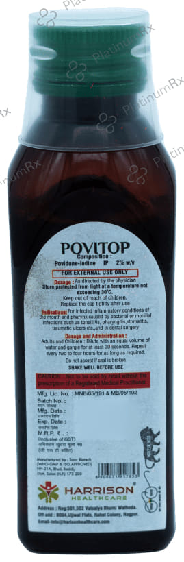 Povitop 2% Germicide Mint Flavour Gargle 100ml