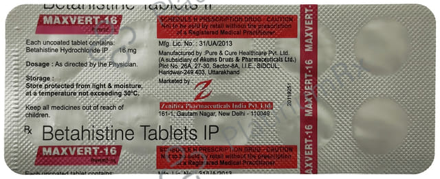 Maxvert 16mg Tablet 10s