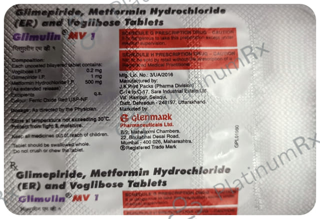 Glimulin MV 1mg Tablet ER 10s