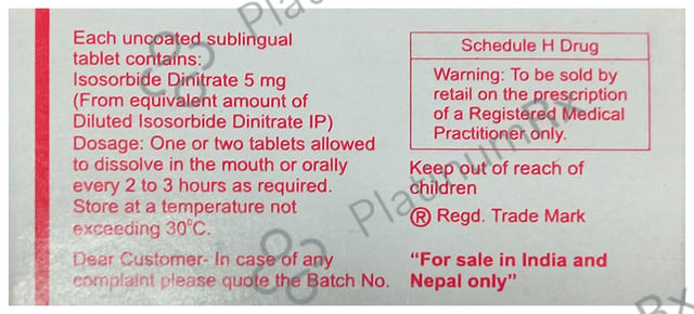 Isordil 5mg Sublingual Tablet 10s