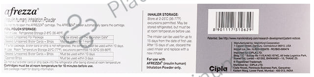 Afrezza (4 Units per Cartridge + 1 Inhaler) Powder For Inhalation Cartridges 30s