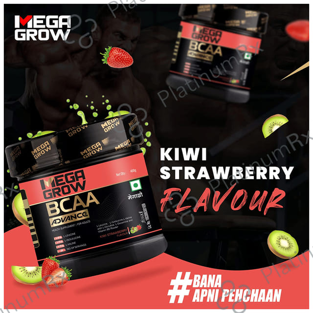 Megagrow BCAA Advance Supplement Powder for Fast Recovery & Muscle Growth Kiwi Strawberry