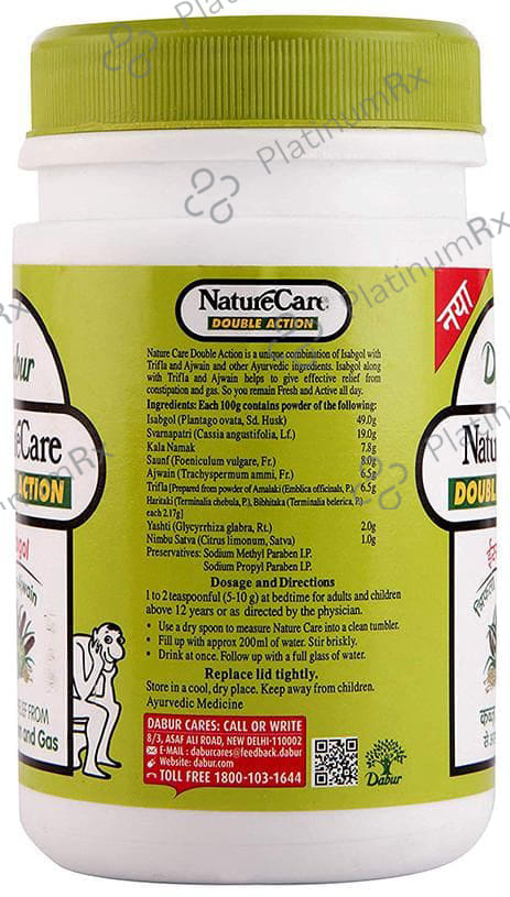 Dabur Nature Care Isabgol (Double Action) Powder - Relieves Constipation, Gas & Acidity