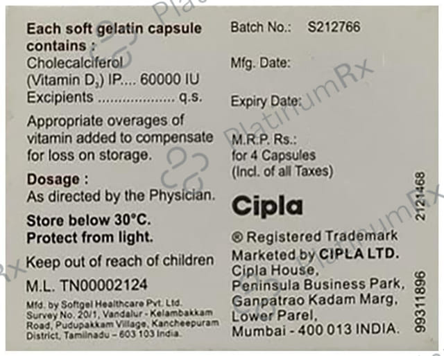 Cipcal D3 60000IU Capsule 4s