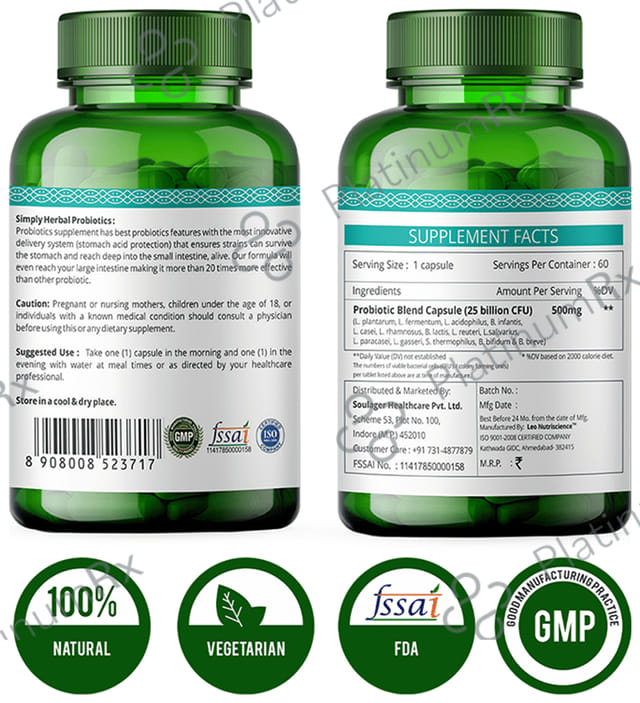 Simply Herbal Pro Biotics 25B CFU Vegetarian Capsules 60s