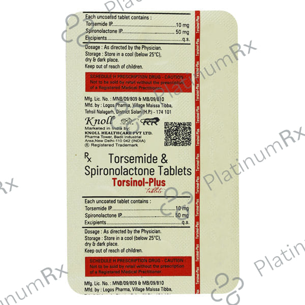 Torsinol Plus 50mg/10mg Tablet 10s