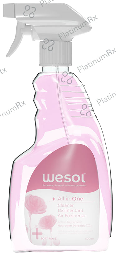 Wesol Food Grade Hydrogen Peroxide 1% All in One Multi Surface Cleaner Liquid, Disinfectant and Air Freshner Spray (500ml Each) Soft Rose 1 Bottle