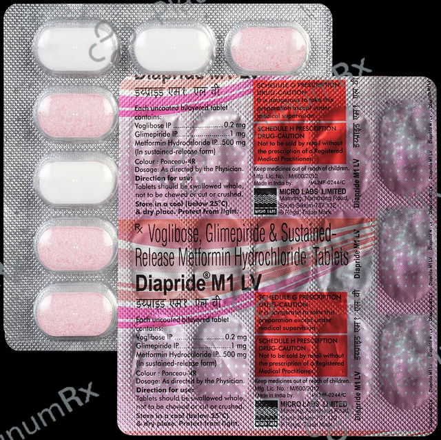 Diapride M1 LV 1/500/0.2mg Tablet SR 15s