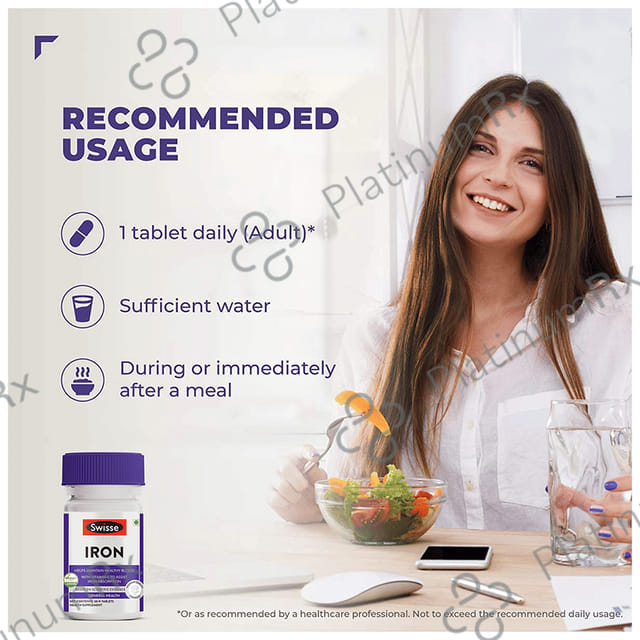 Swisse Iron Tablet - With Vitamin C for Healthy Blood & Iron Absorption