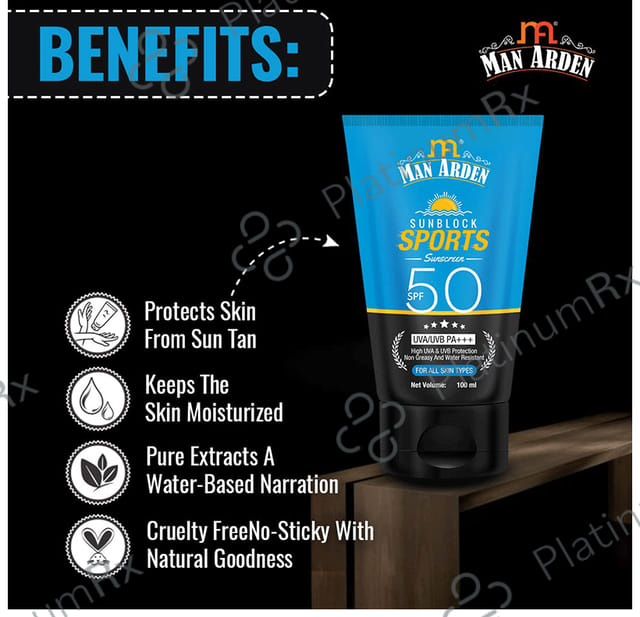 Man Arden Sunblock Sports Sunscreen SPF 50 Cream 100ml