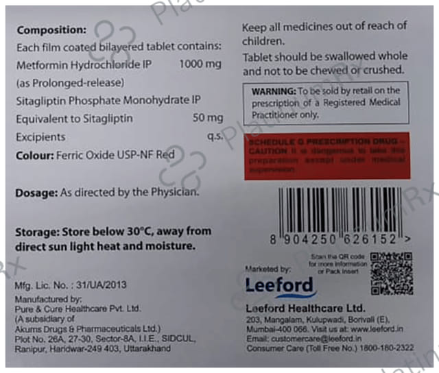 Sitaford M Forte 50mg/1000mg Tablet
