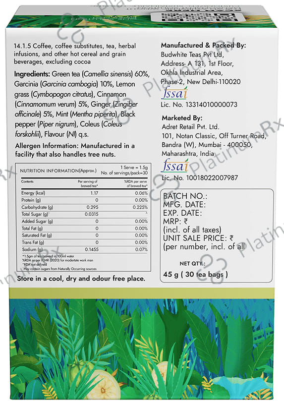 Kapiva Weights Wise Foods -With Ginger, Cinnamon and Garcinia for Weight Management - Get Slim Green Tea Sachets