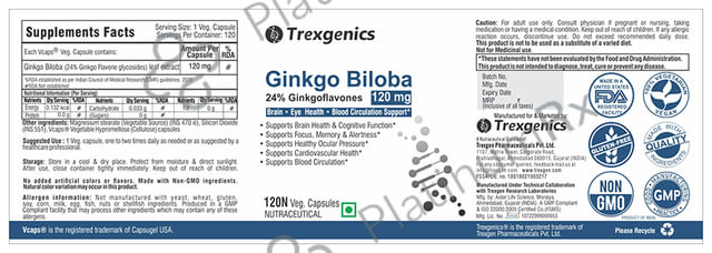 Trexgenics Gingko Biloba 120mg Veg Capsule