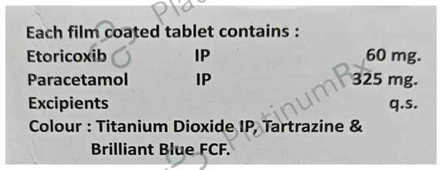 Zencoxia P 60mg/325mg Tablet